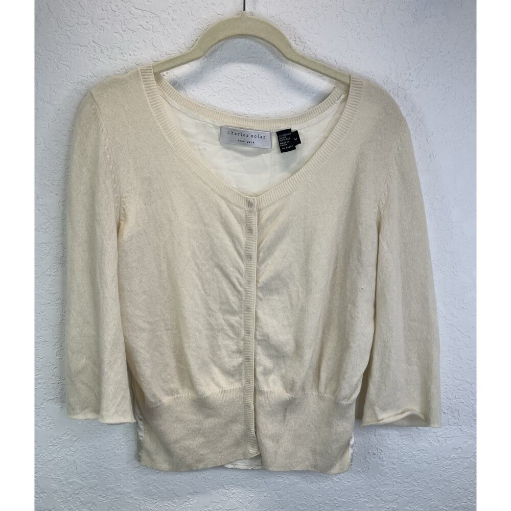 Charles Nolan New York Cream Cashmere/Silk Top, Size M, spring, soft, luxurious
